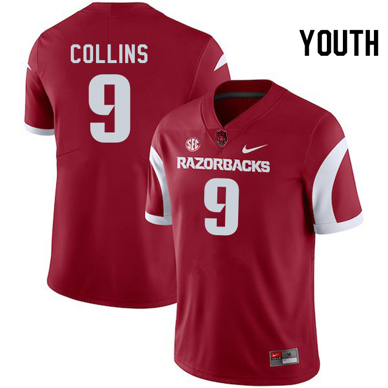 Youth #9 Charlie Collins Arkansas Razorbacks College Football Jerseys Stitched-Cardinal